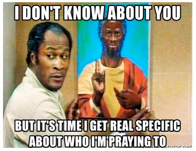 John Amos in front of portrait of Black Jesus